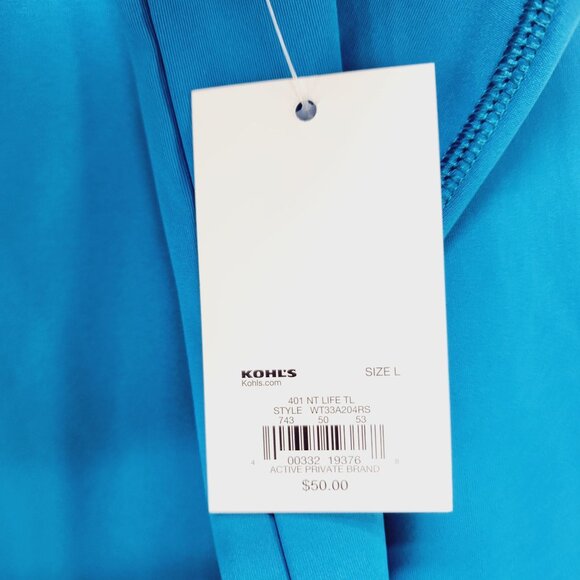 Tek Gear Womens Blue Long-Sleeve Workout Pullover 1/4 Zip Contrast Collar Size L - Picture 8 of 9